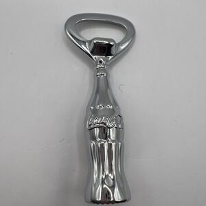 Vtg 1998 Coca Cola Bottle Opener 4" Chrome Bottle Shaped Bottle Opener, NWOT